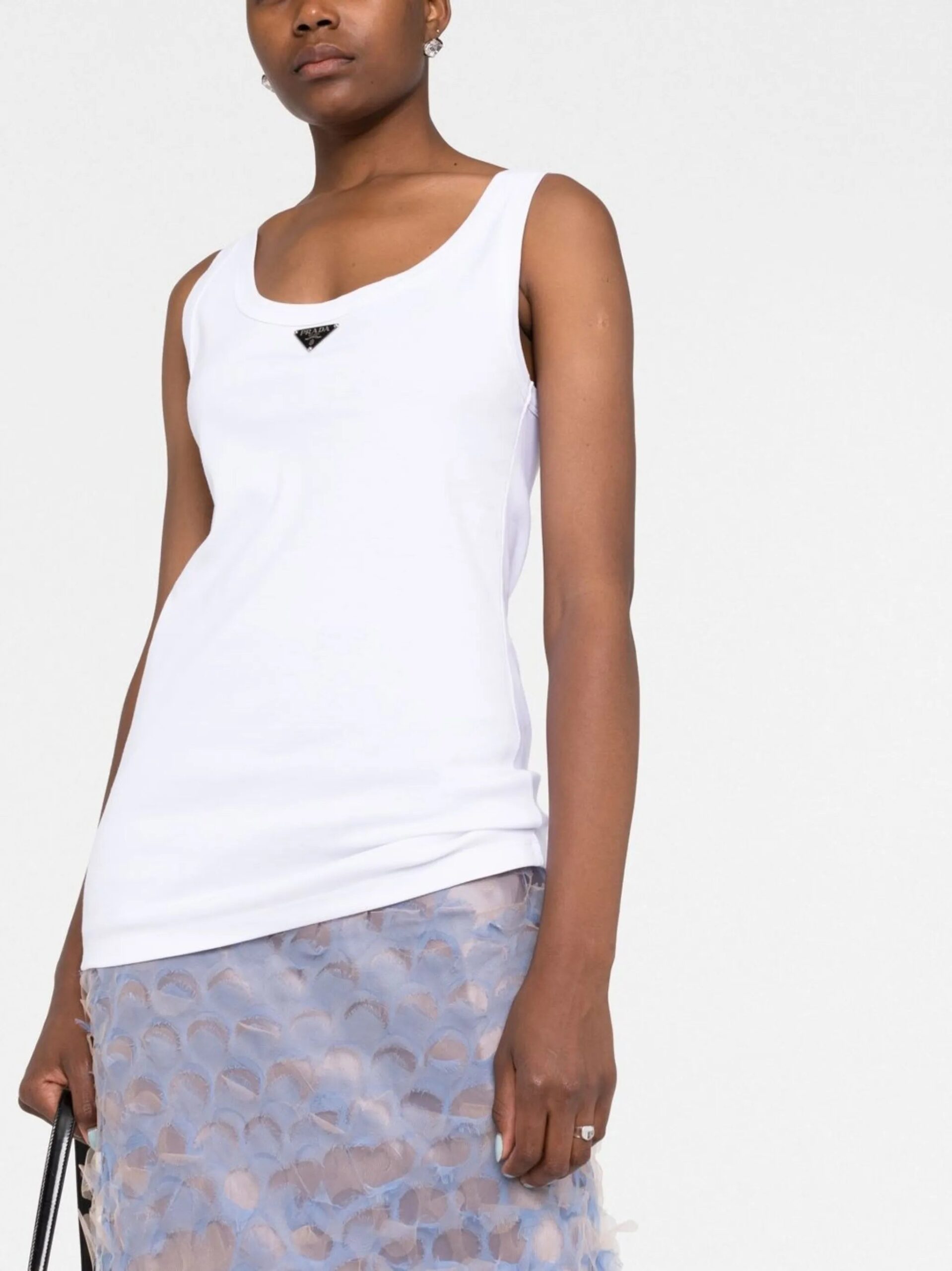 Prada ribbed-knit jersey tank top white - Image 3