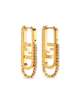 FENDI O'Lock-motif Crystal Earrings | Gold