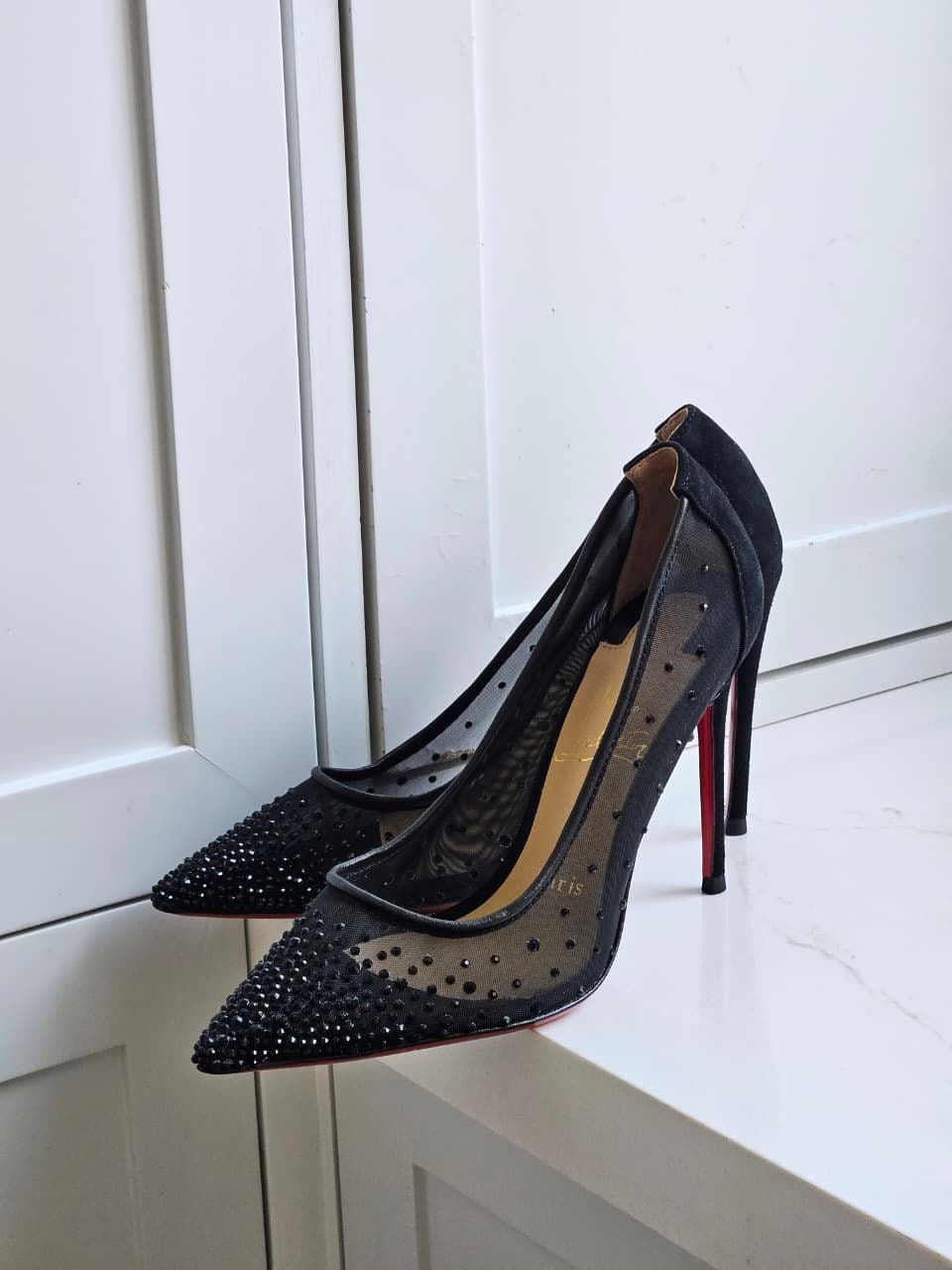 Christian Louboutin Mesh Follies Strass Pumps