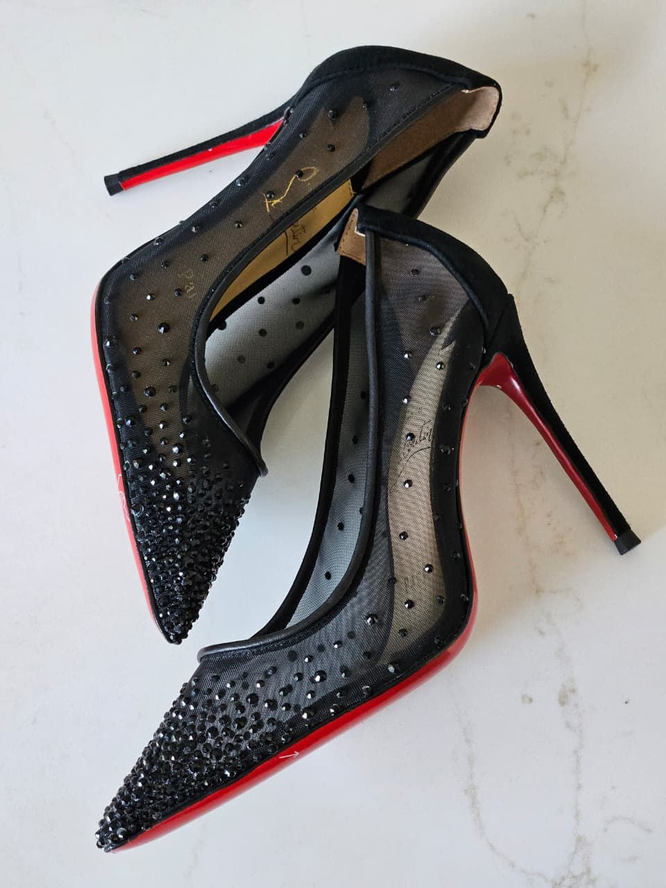 Christian Louboutin Mesh Follies Strass Pumps - Image 3