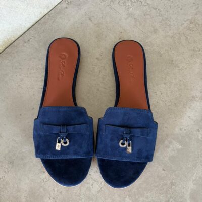 Loro Piana Navy Blue Suede Summer Charms