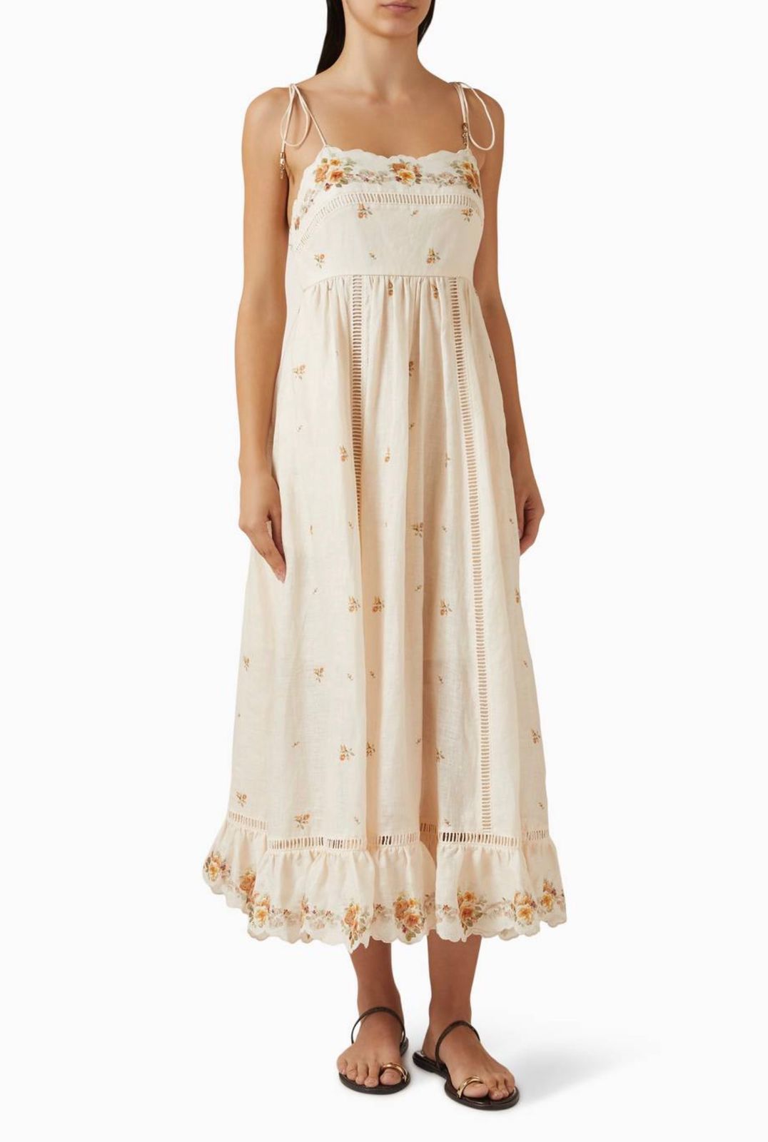 Buy Zimmermann Neutral Patience Cami Dress in Linen - Image 3
