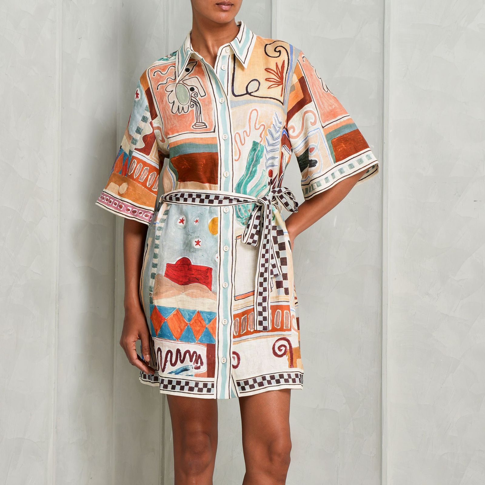 ALEMAIS Multicolour Michelle Belted Mini Dress