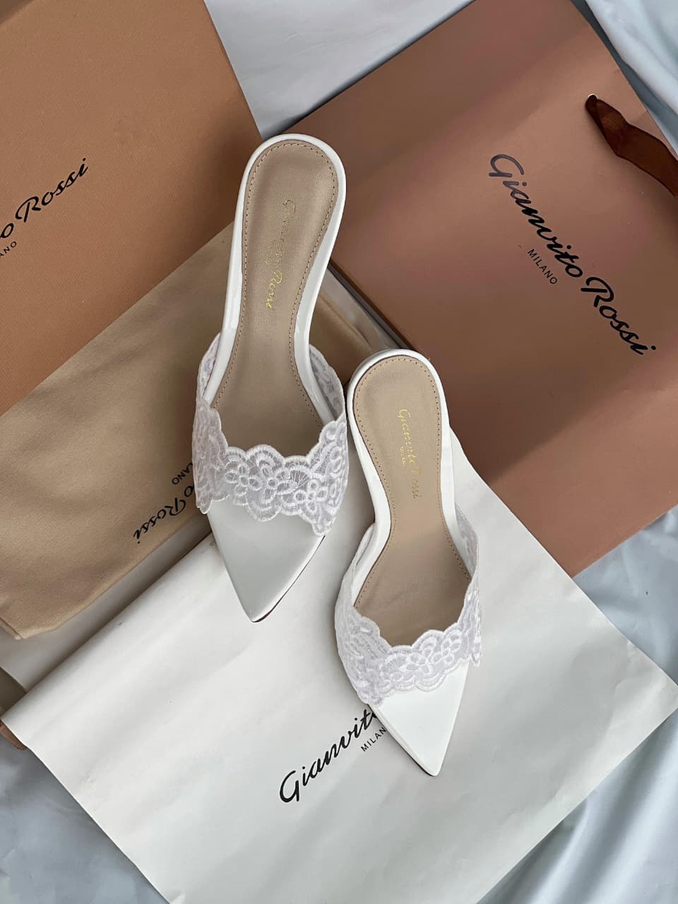Gianvito Rossi Yvonne 85 Lace Mules - Image 2