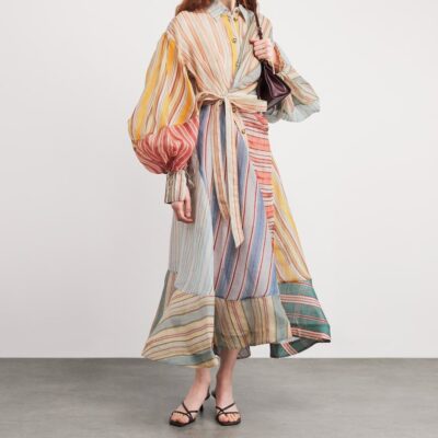 ZIMMERMANN Rebellion Striped Midi Dress