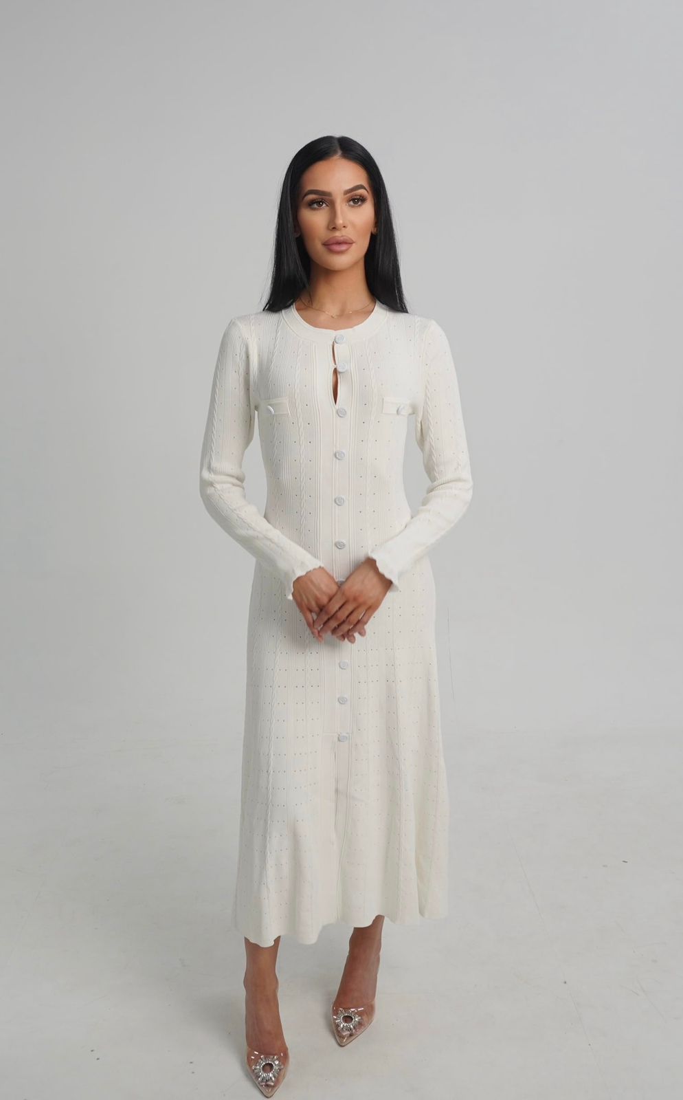 Buy SANDRO Neutral Sabah Midi Dress - Image 3