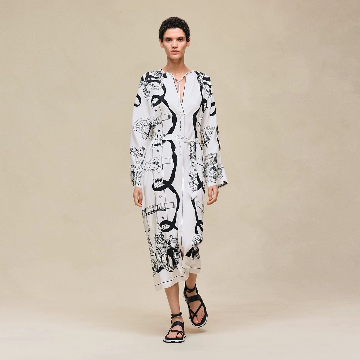 Hermès "Ferronnerie Remix" caftan Blanc Nacre