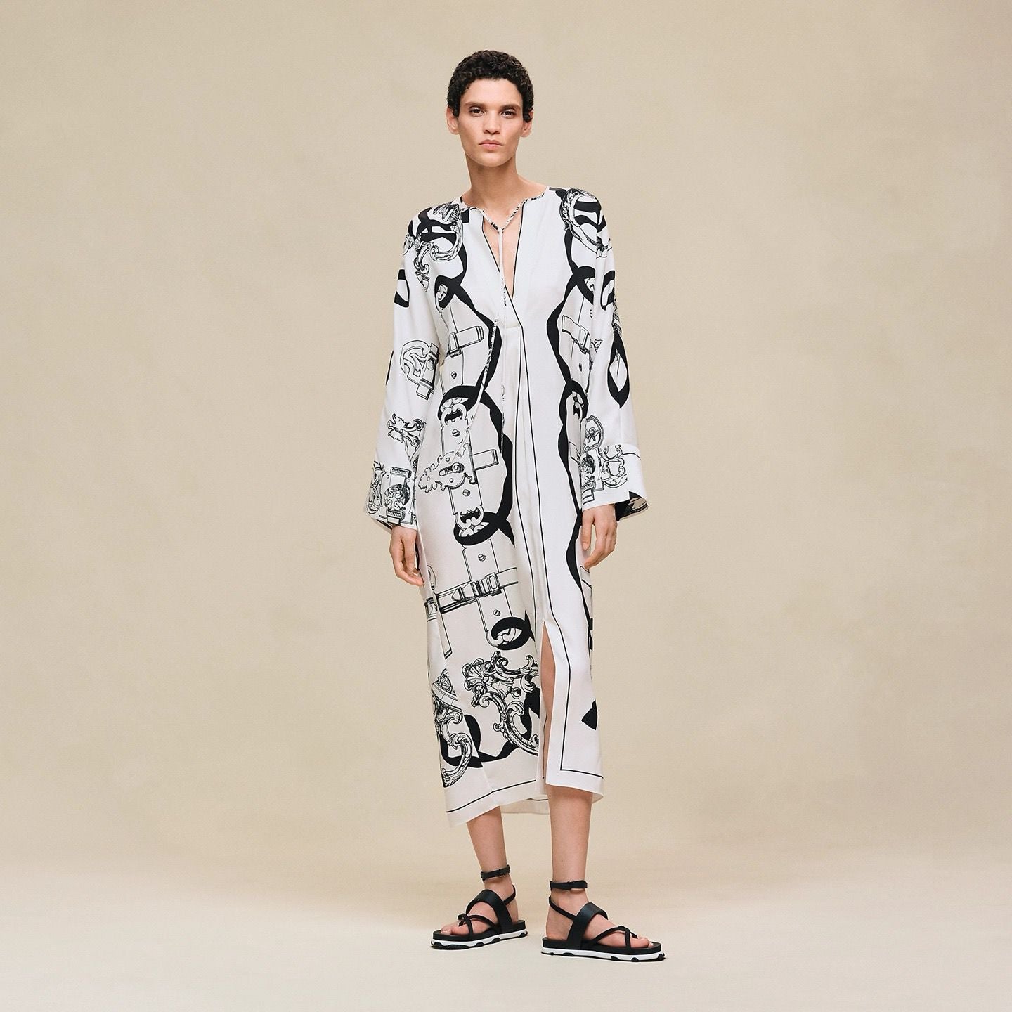 Hermès "Ferronnerie Remix" caftan Blanc Nacre - Image 3
