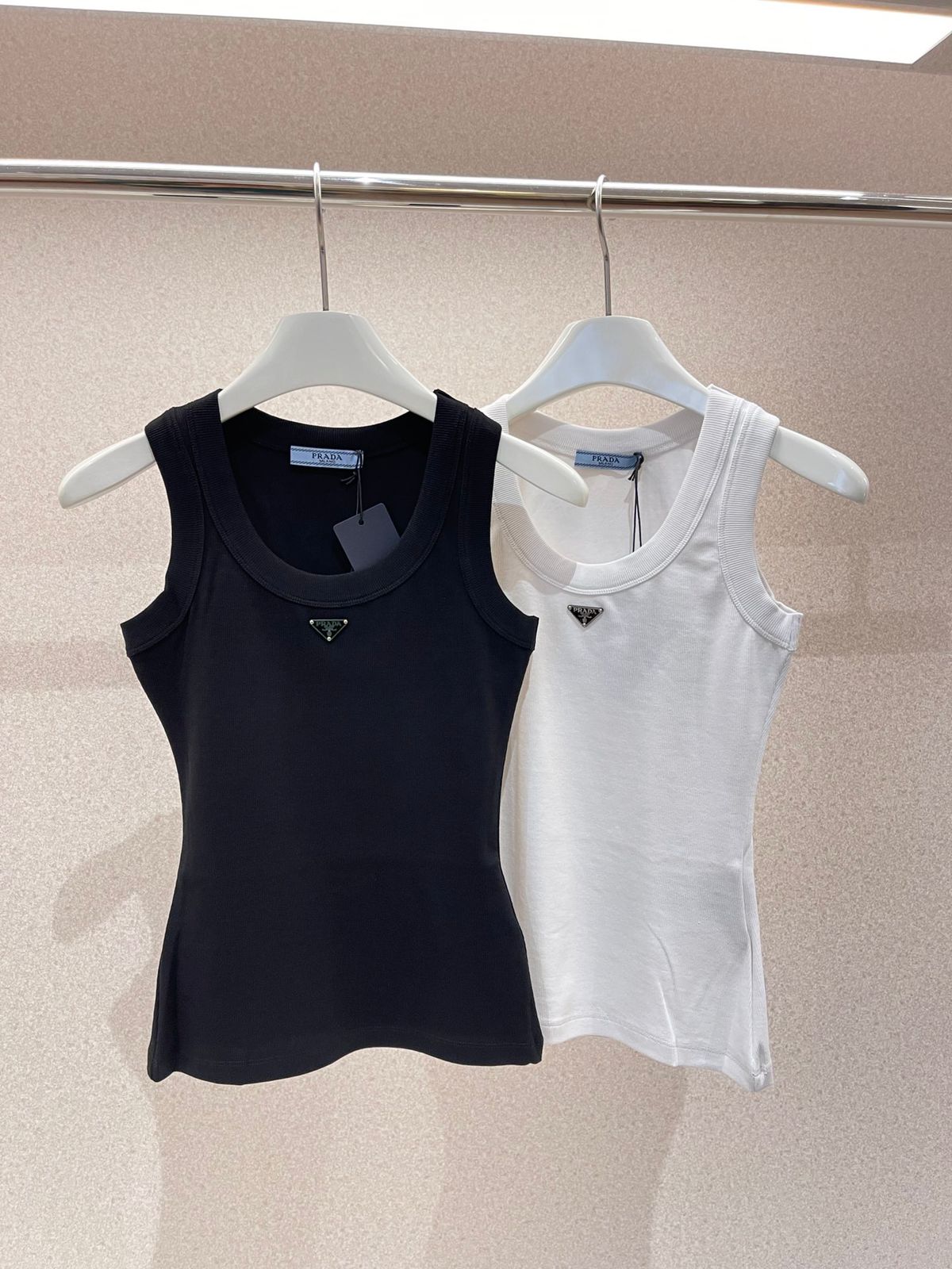 Prada ribbed-knit jersey tank top white - Image 4
