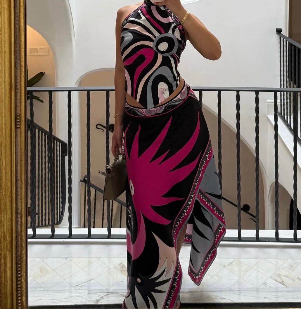 Buy Pucci Pink Stella-print Asymmetrical Midi Skirt - Image 3