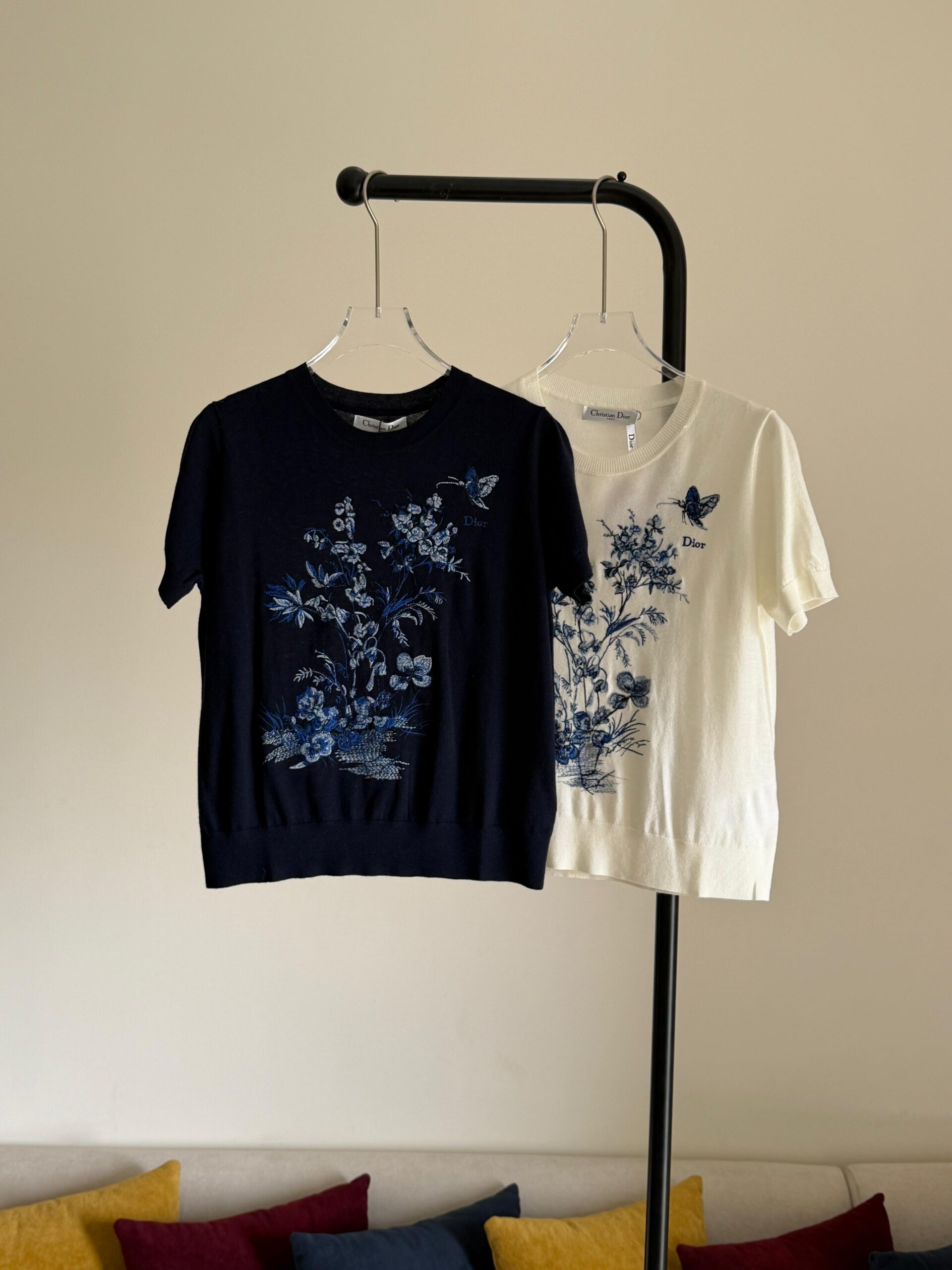 Dior Short-Sleeved Embroidered Sweater