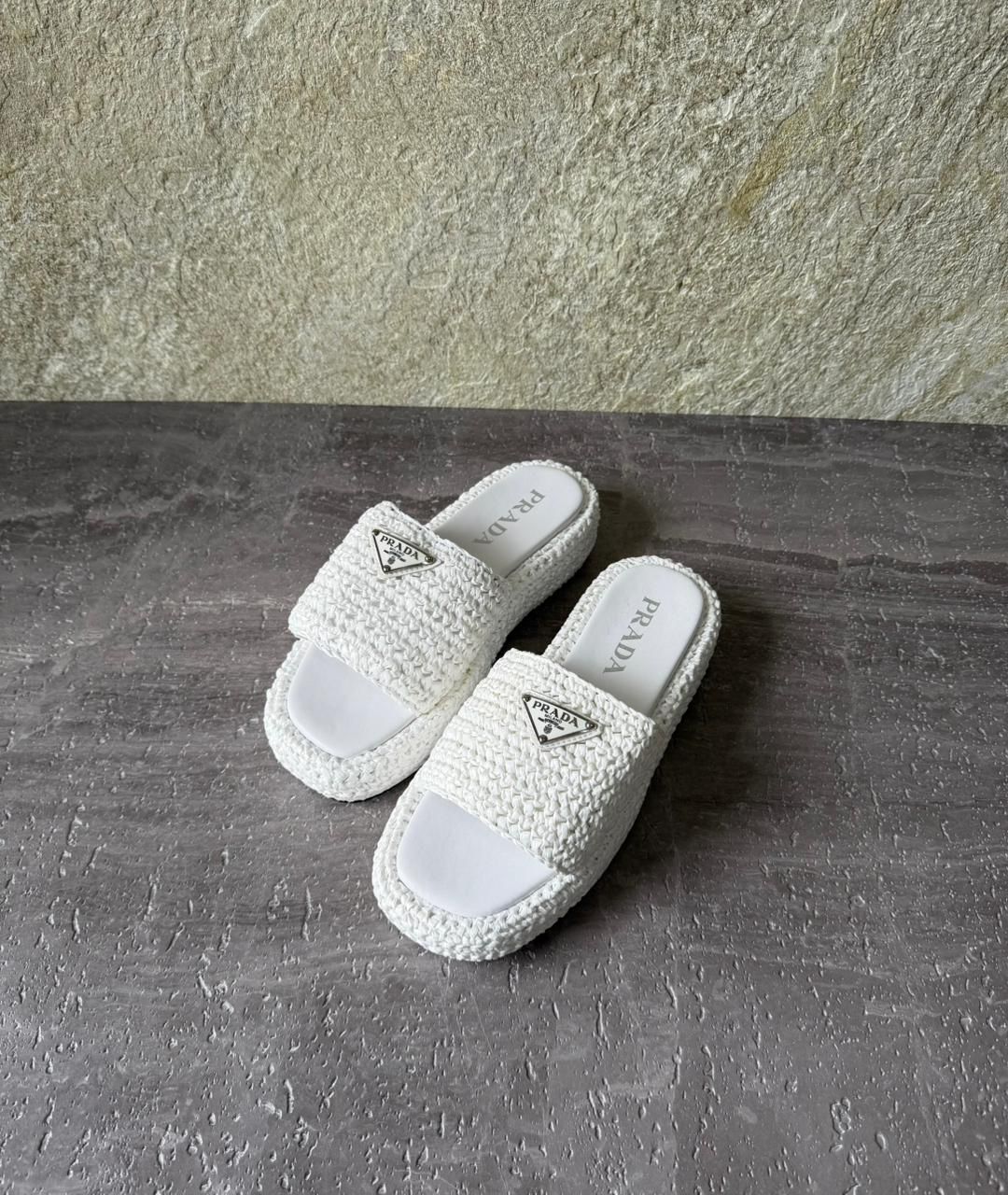 Prada Crochet Flatform Slides - Image 5