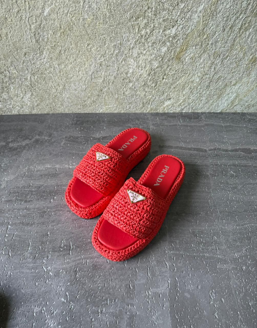 Prada Crochet Flatform Slides