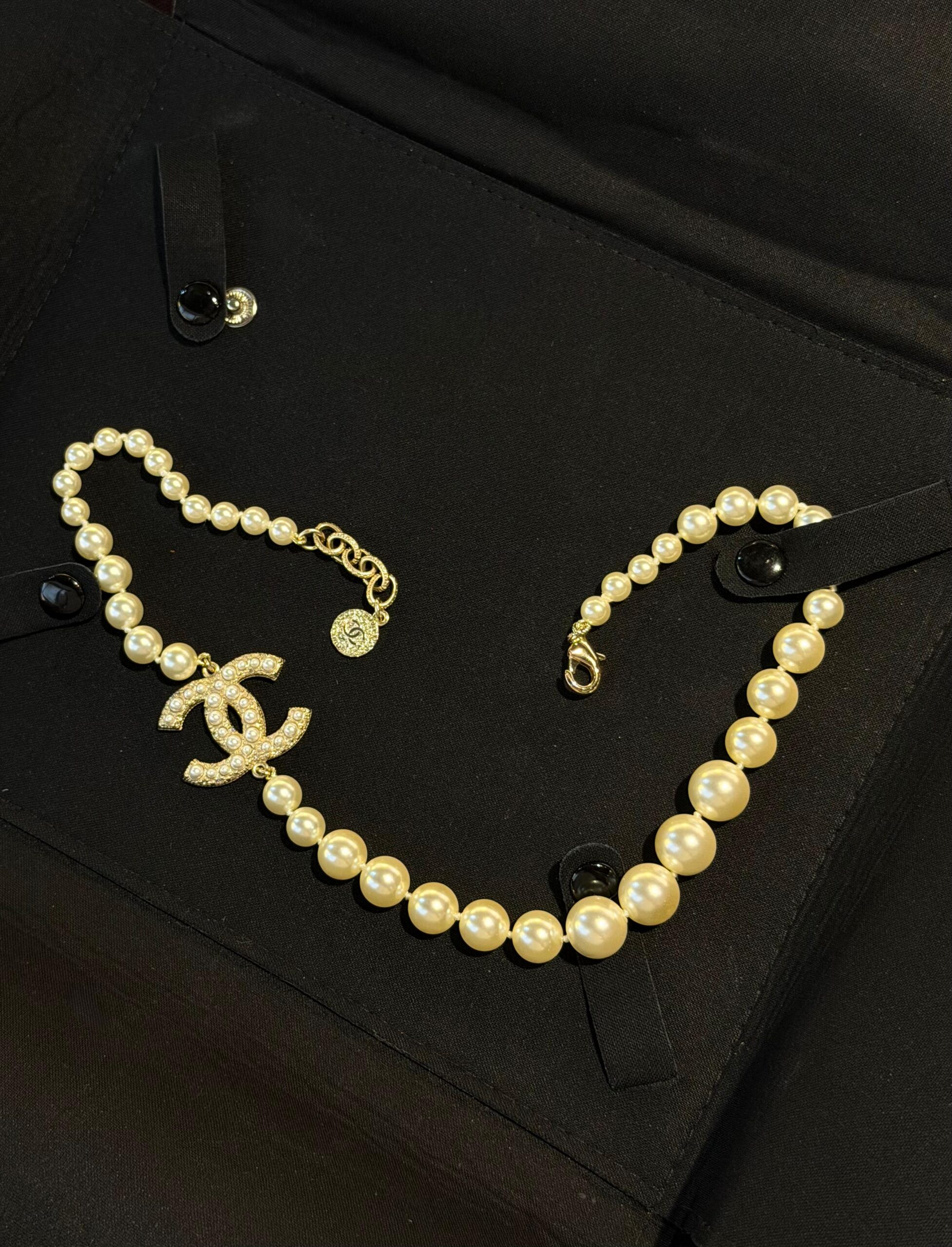 Chanel CC 100th Anniversary Faux Pearl Pendant & Earrings - Image 4