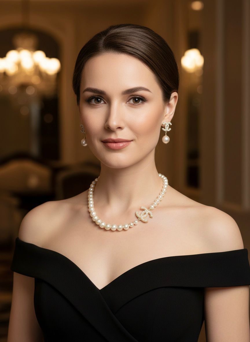 Chanel CC 100th Anniversary Faux Pearl Pendant & Earrings - Image 3