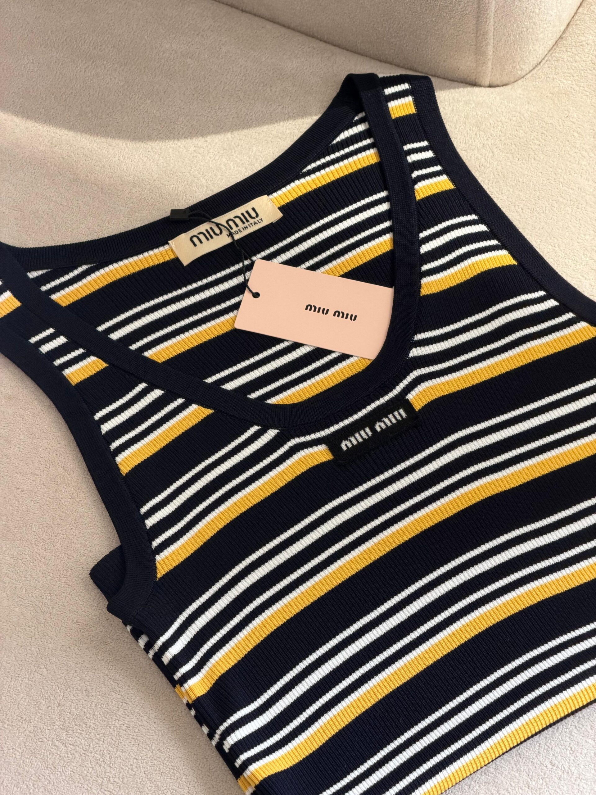 Miu Miu Cotton Stripe Tank Top - Image 2