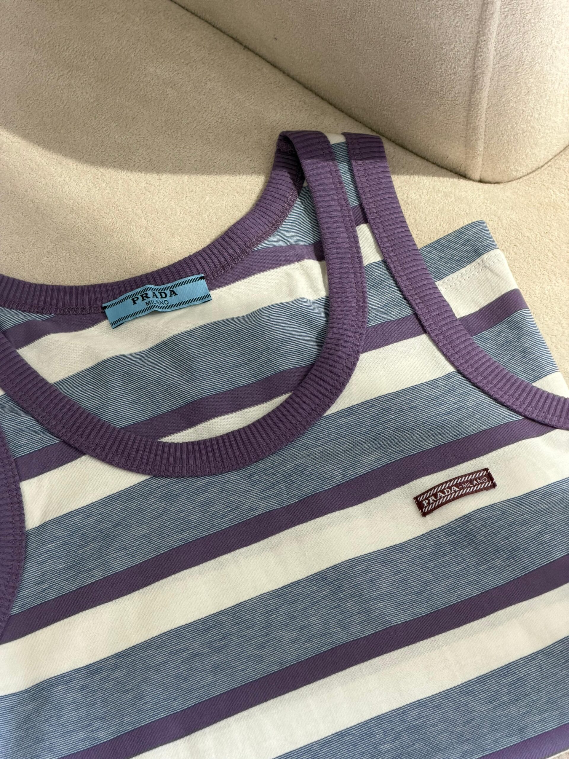 Miu Miu Cotton Stripe Tank Top - Image 2