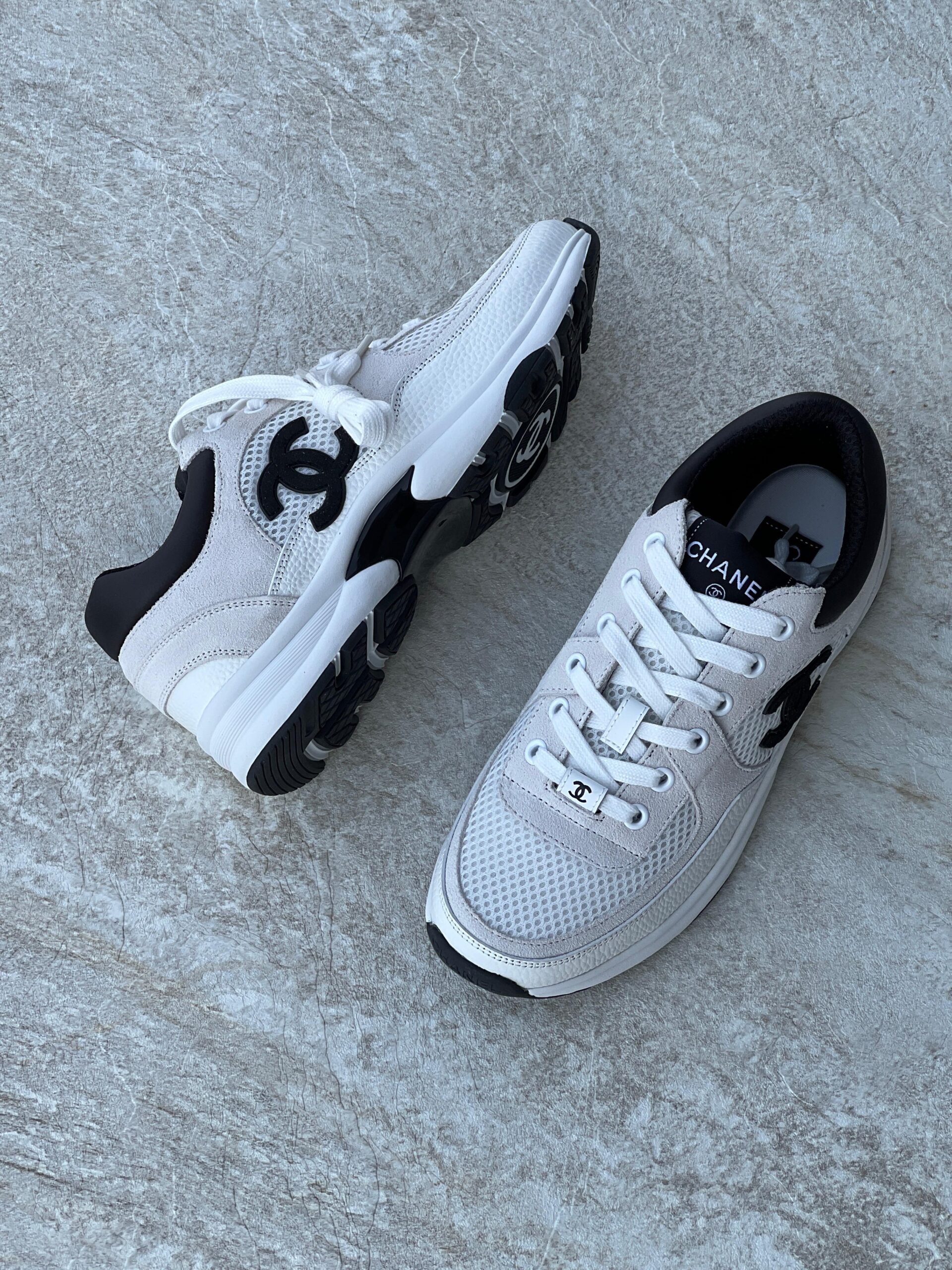 Chanel Trainers In Mesh Suede And Grained Calfskin