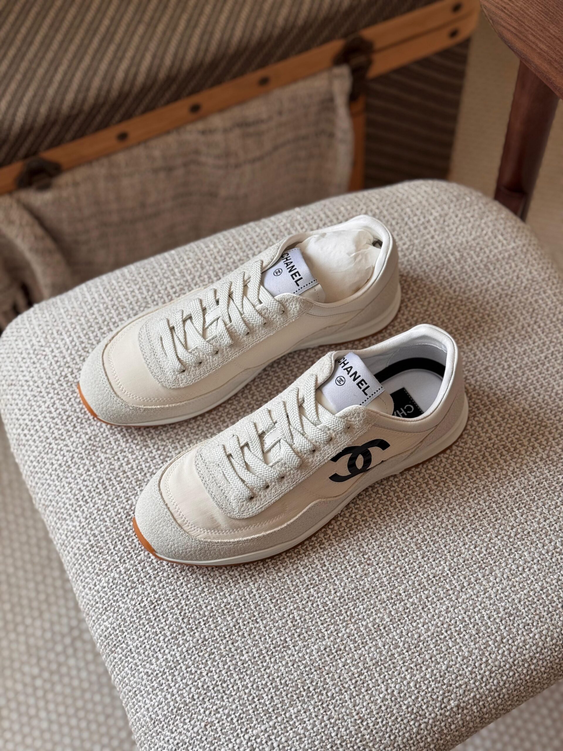 Chanel Trainers in Fabric and Embossed Suede Calfskin - Image 2
