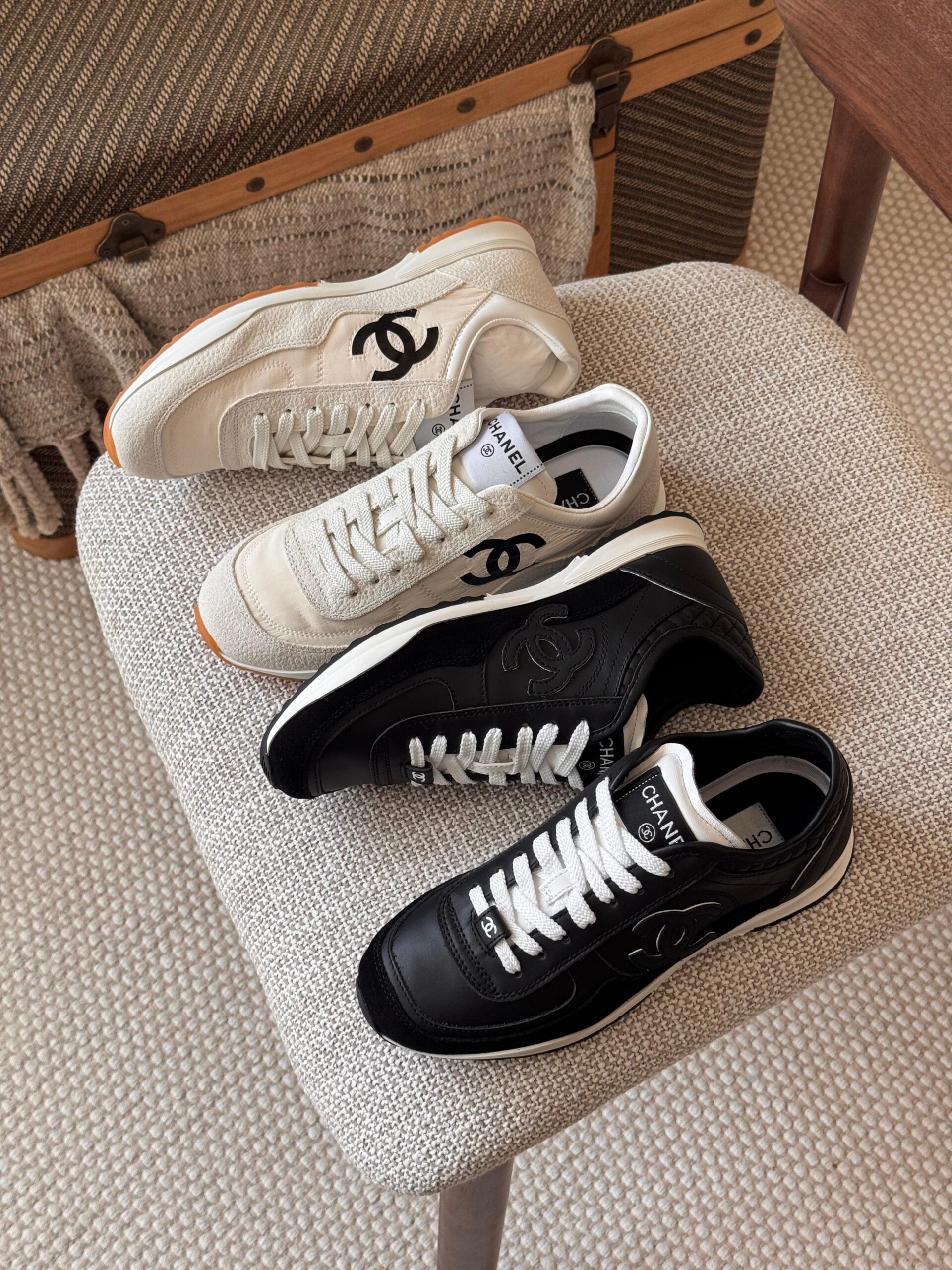 Chanel Trainers in Fabric and Embossed Suede Calfskin - Image 3
