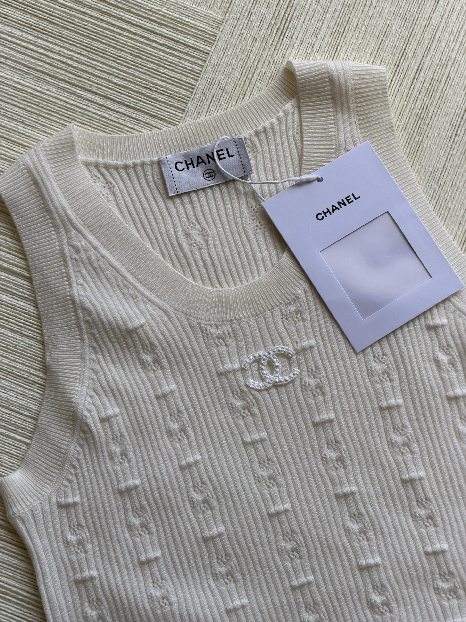 Chanel White Knit Tank Top - Image 2