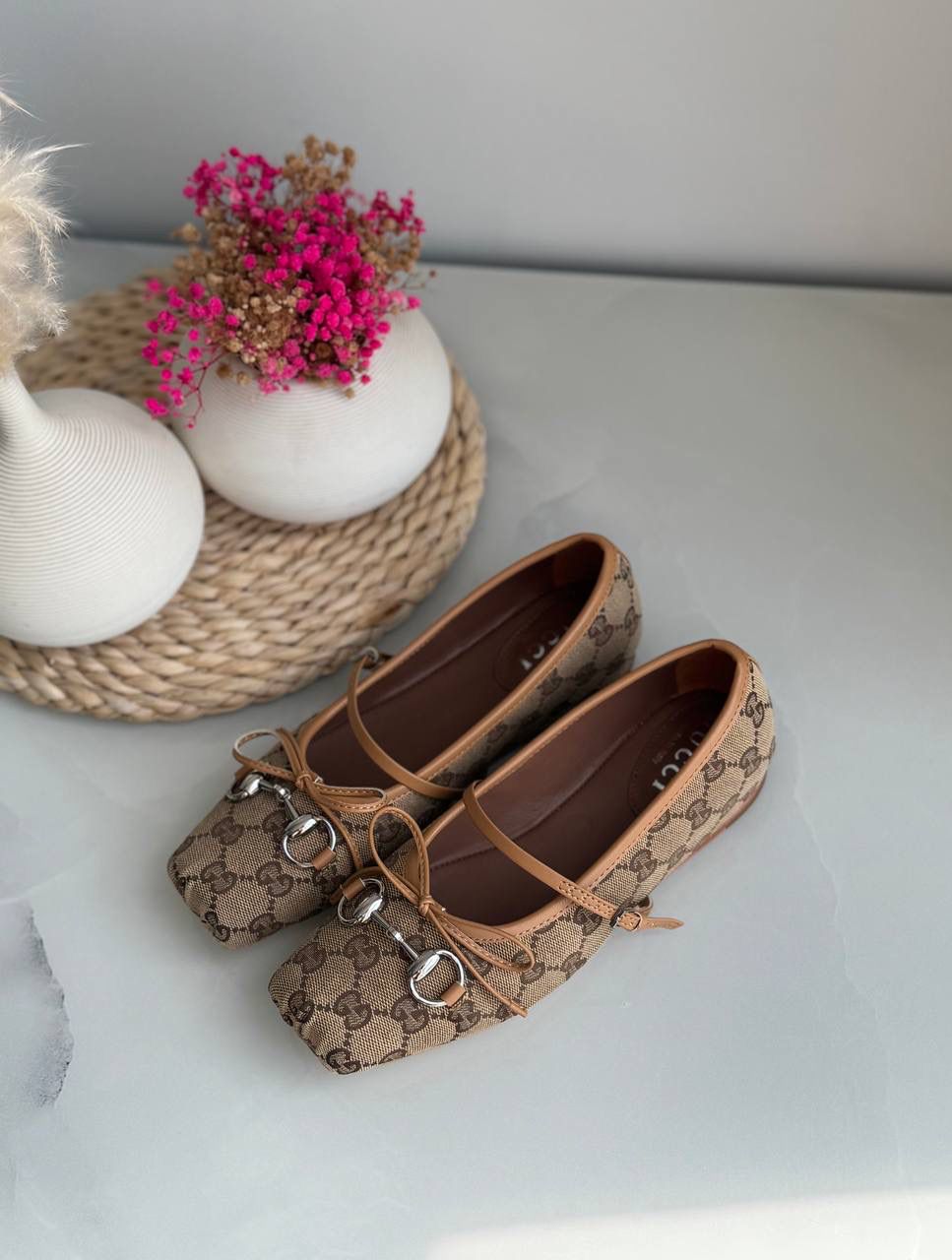 Buy Gucci Burgundy Horsebit Ballerina Flats - Image 17
