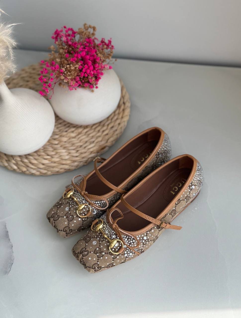 Buy Gucci Burgundy Horsebit Ballerina Flats - Image 15