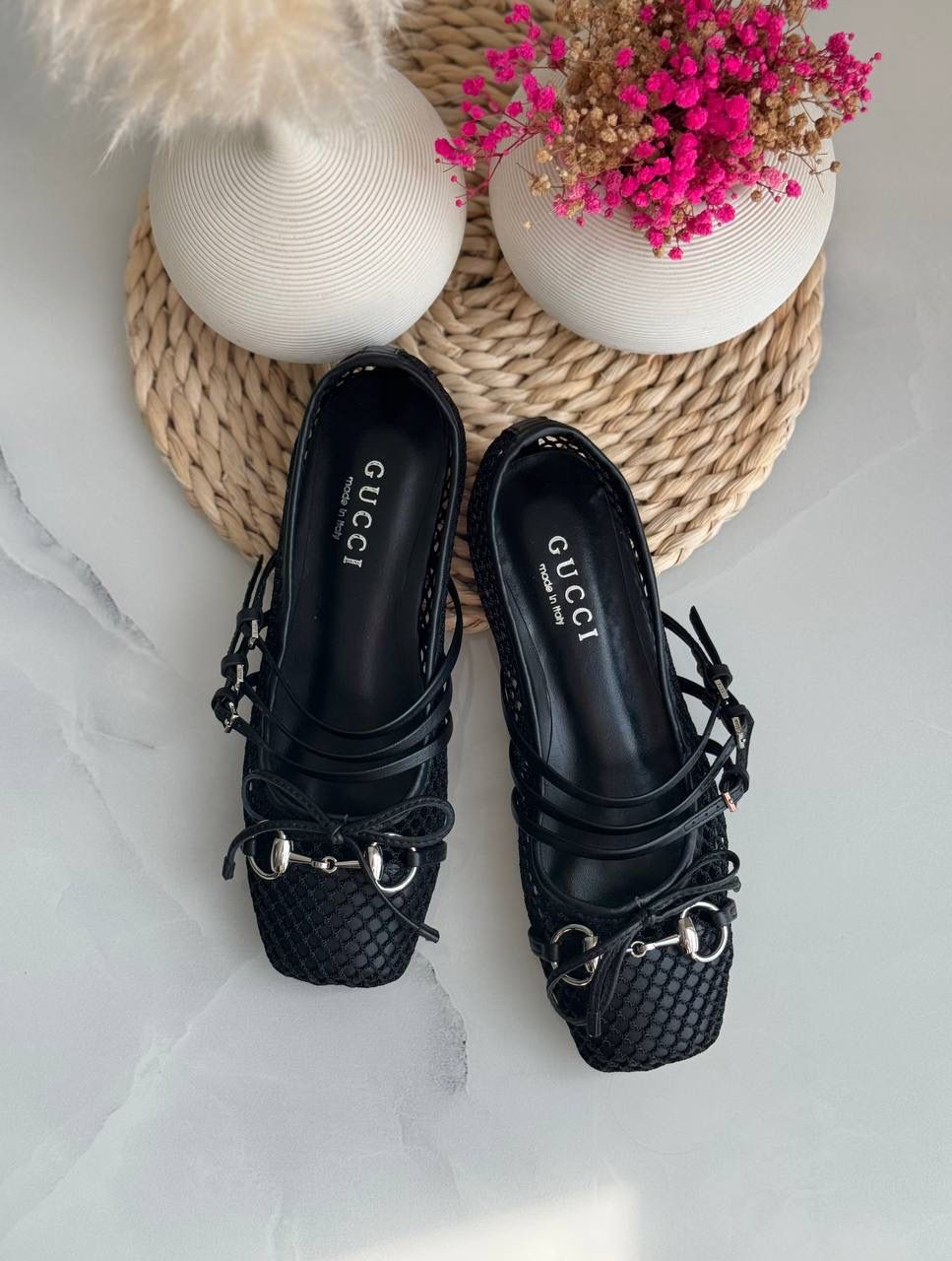 Buy Gucci Burgundy Horsebit Ballerina Flats - Image 9
