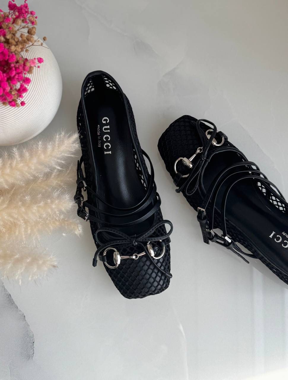 Buy Gucci Burgundy Horsebit Ballerina Flats - Image 8
