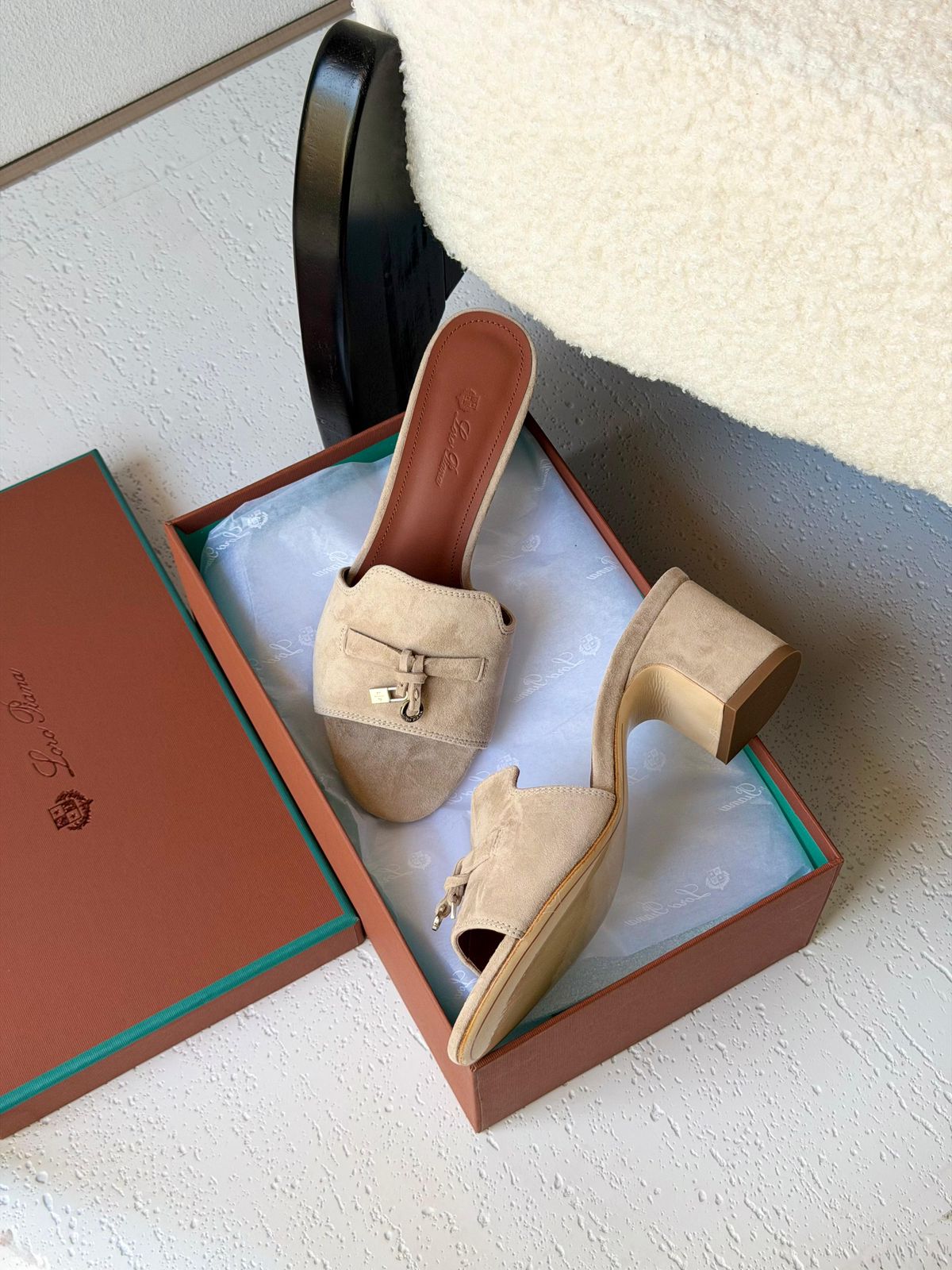 Loro Piana Summer Charms 55 Mule Sandals in Suede Goatskin - Image 2