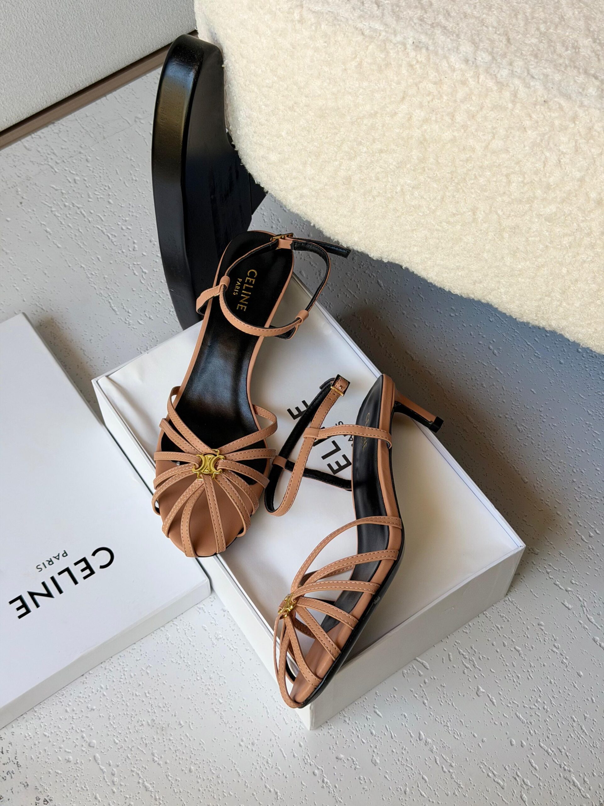 CELINE TRIOMPHE SANDAL IN LAMINATED CALFSKIN