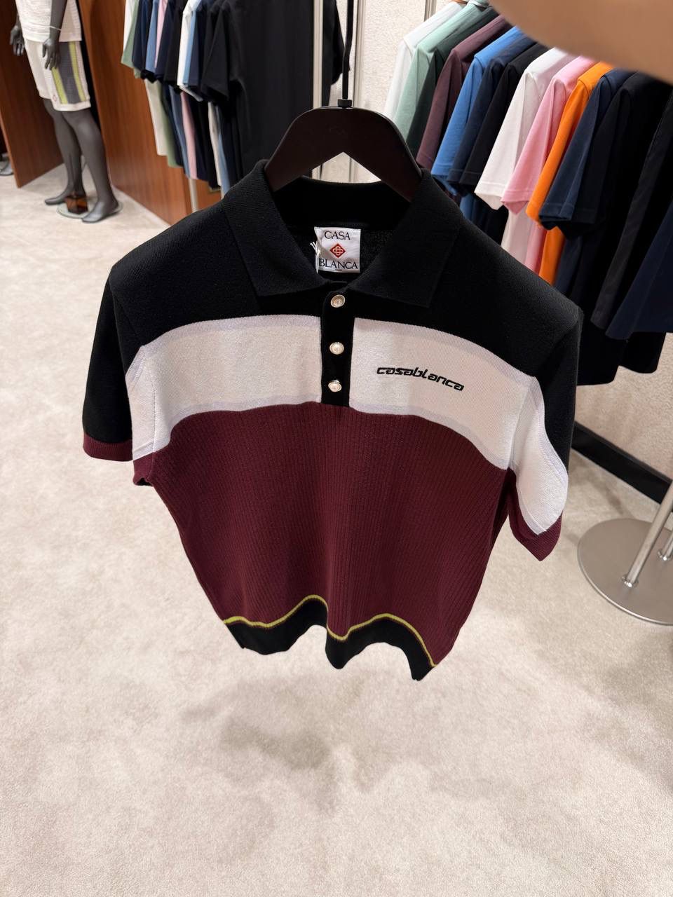 Casablanca Striped Short-Sleeve Polo Shirt - Image 3