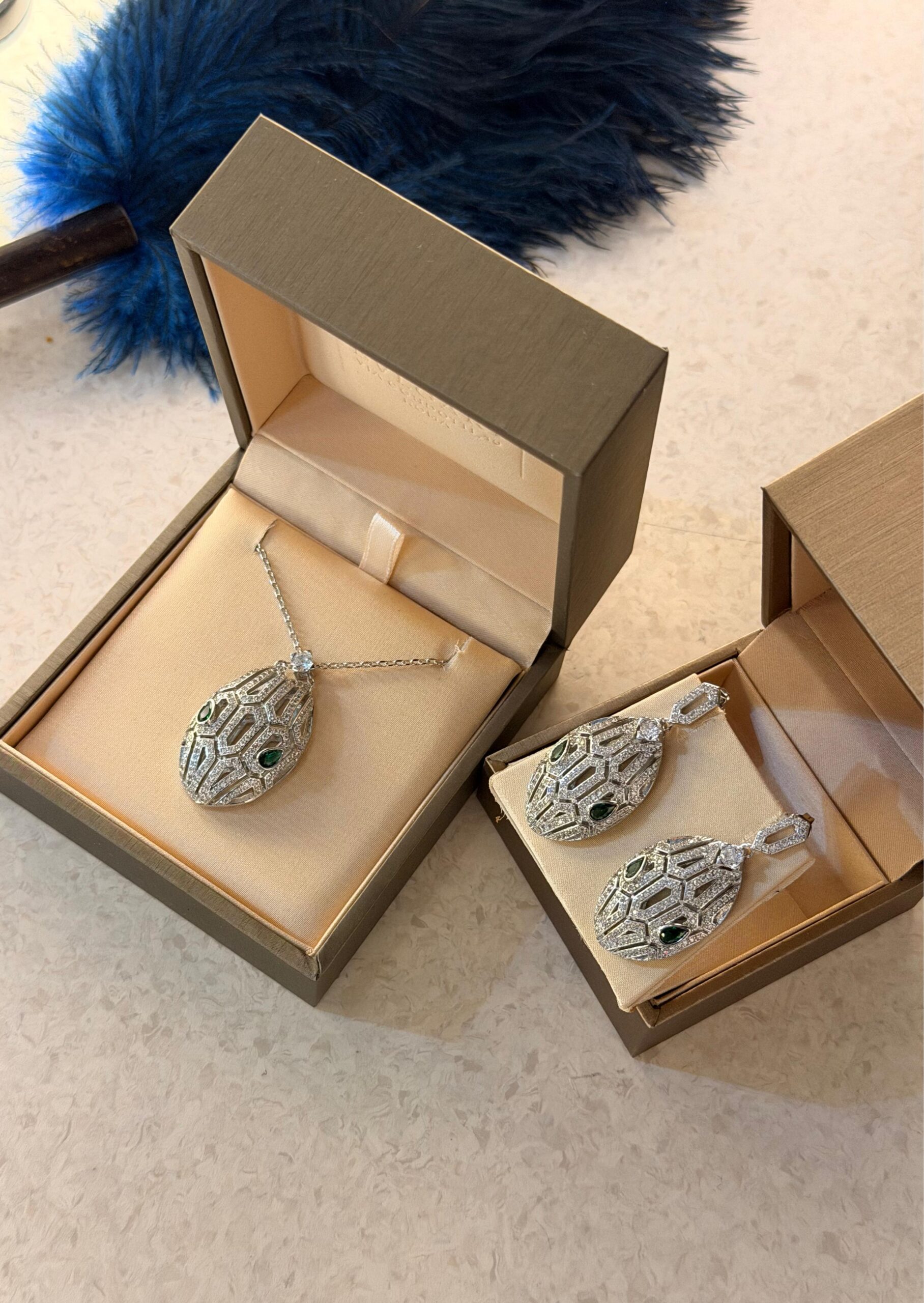 Bvlgari Serpent Set Necklace & Earings Swarovski Stones - Image 3