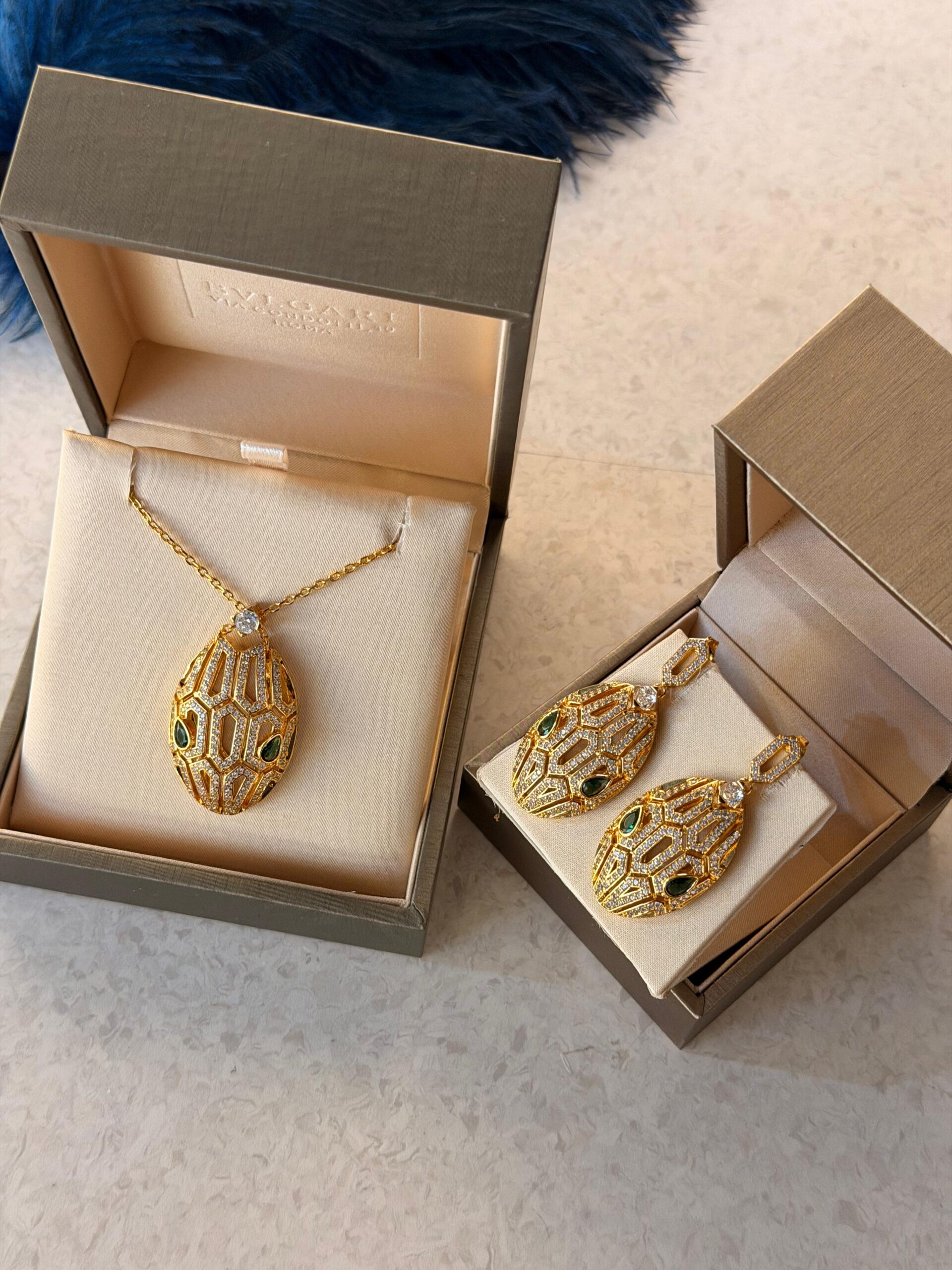 Bvlgari Serpent Set Necklace & Earings Swarovski Stones - Image 2
