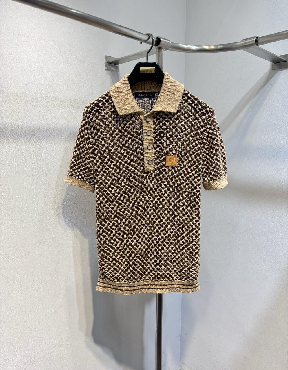 LV Short-Sleeved Knitted Mesh Polo - Image 3