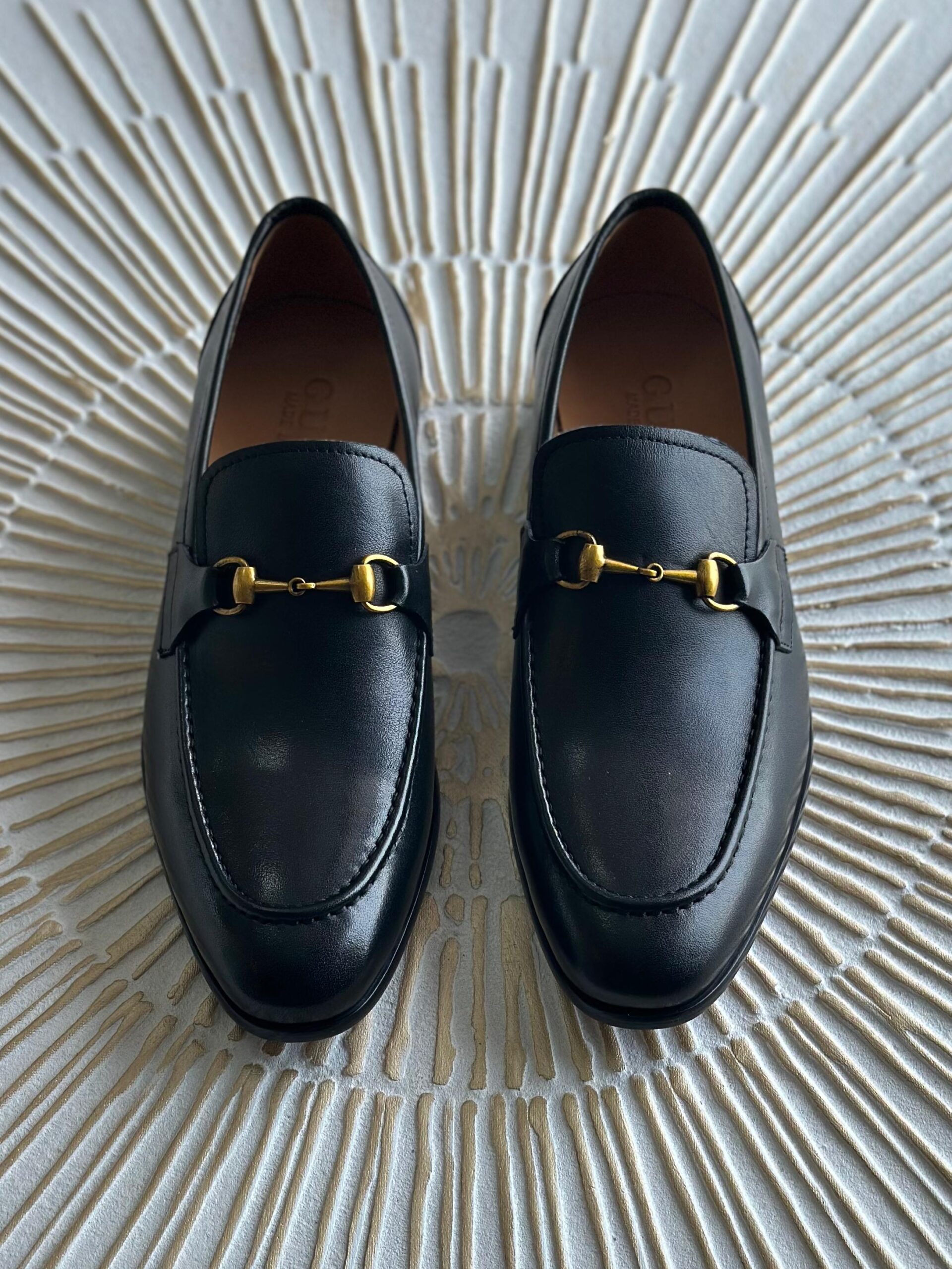 Gucci Black Leather Web Horsebit Loafers - Image 4