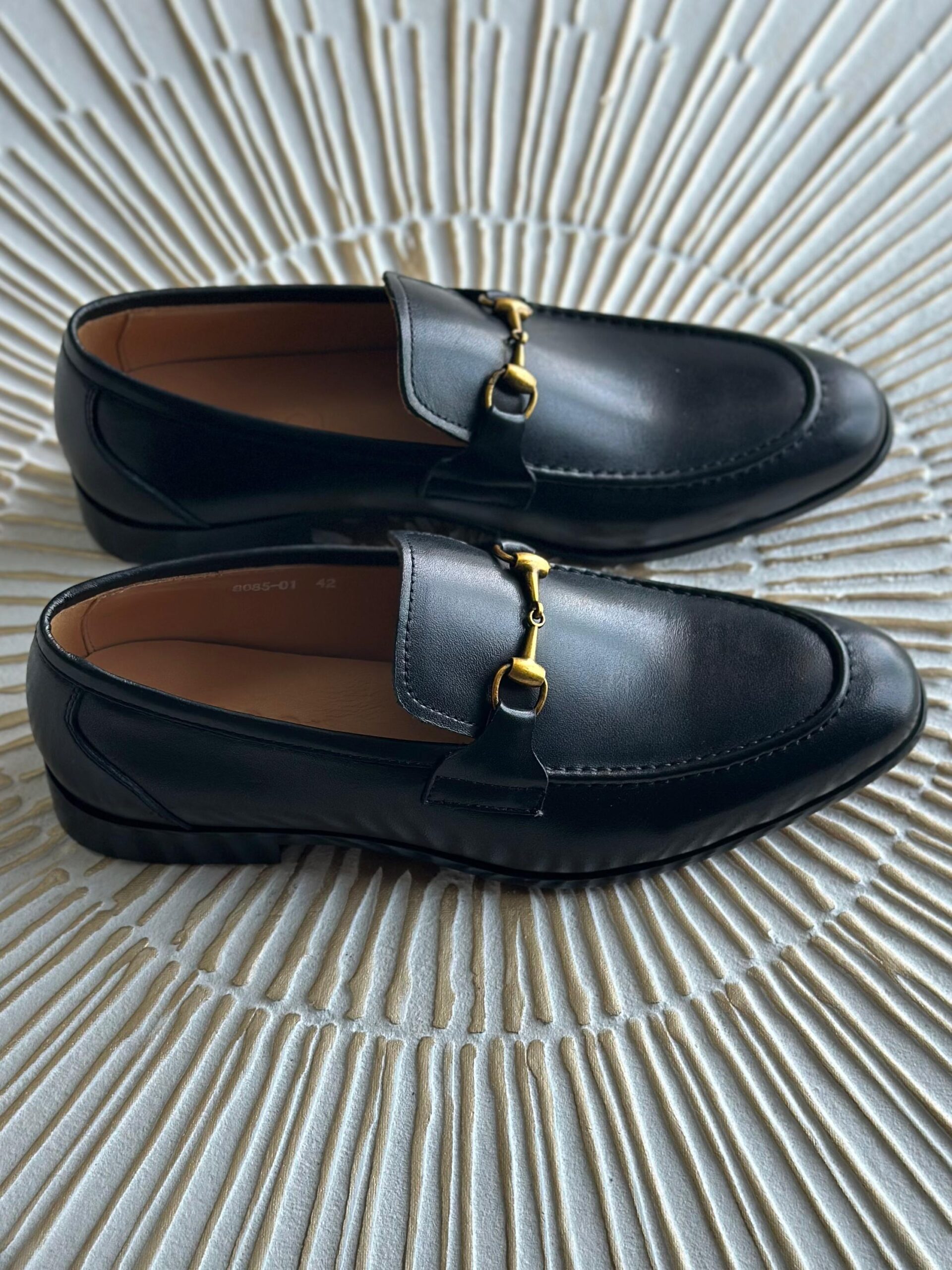 Gucci Black Leather Web Horsebit Loafers