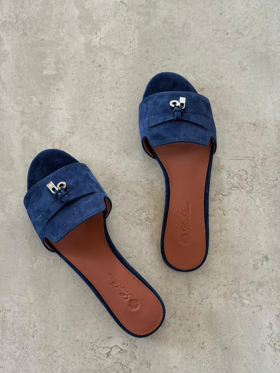 Loro Piana Navy Blue Suede Summer Charms - Image 2